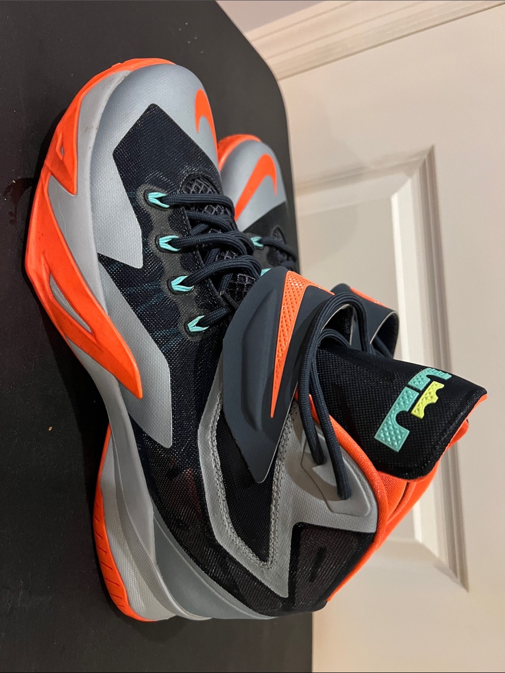 Men's Athletic Basketball Shoes in Black, Gray & Orange